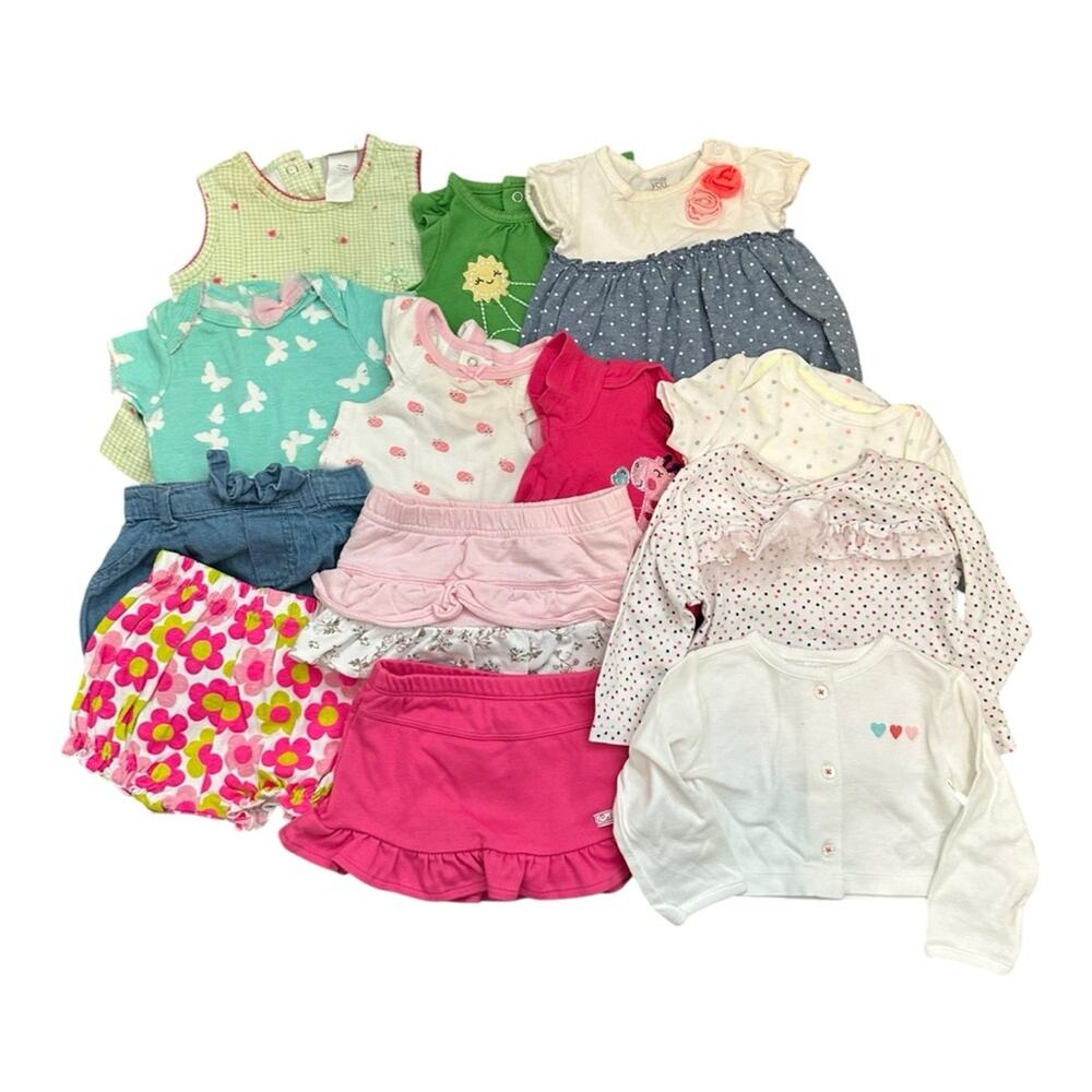 13 Pc Summer Clothing Lot Girls 3-6 mos Gerber Calvin Klein Carters Circo